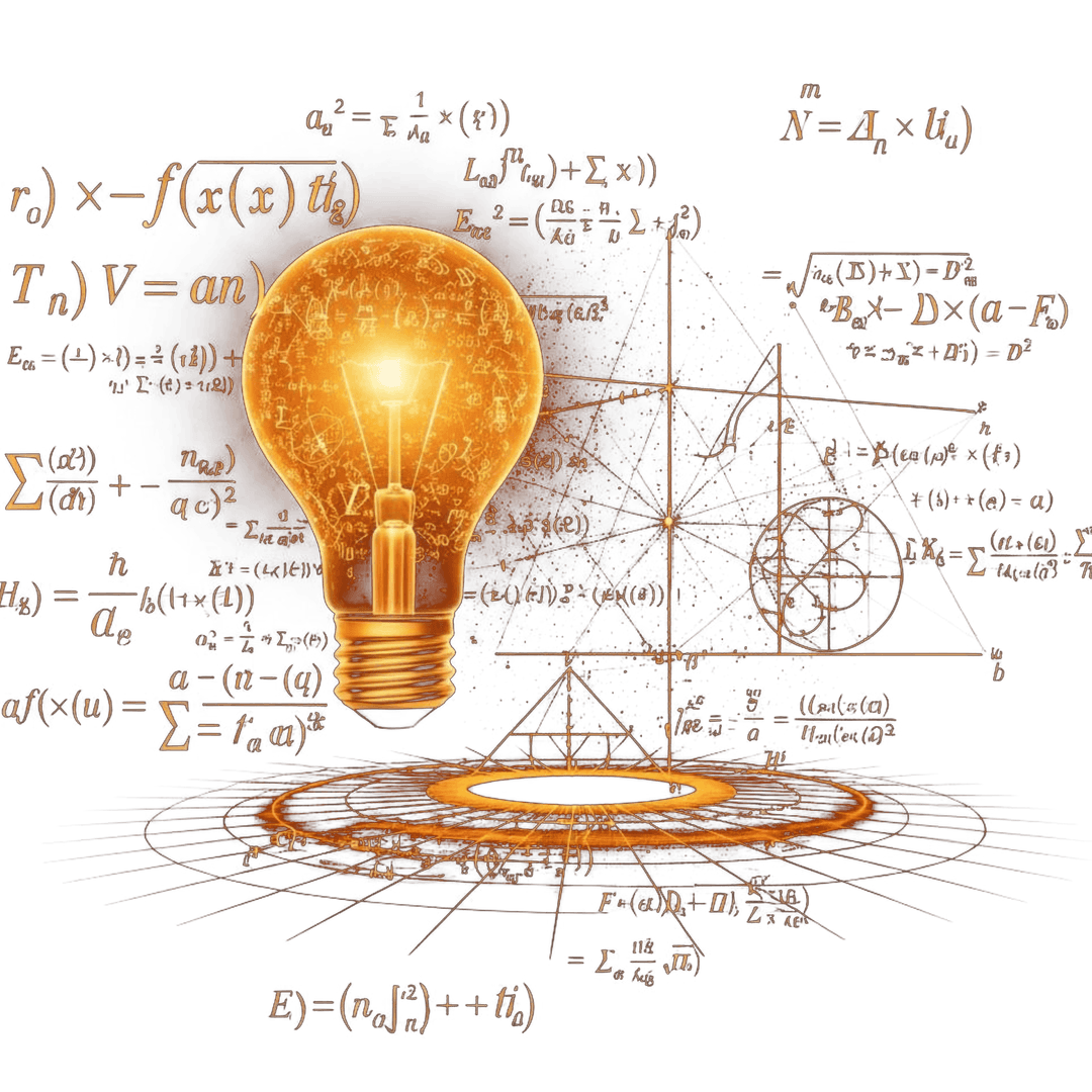Mathematical creativity visualization showing a brain with formulas